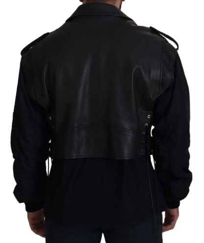 Dolce & Gabbana - Sleek Biker Motorcycle Black Belted Jacket