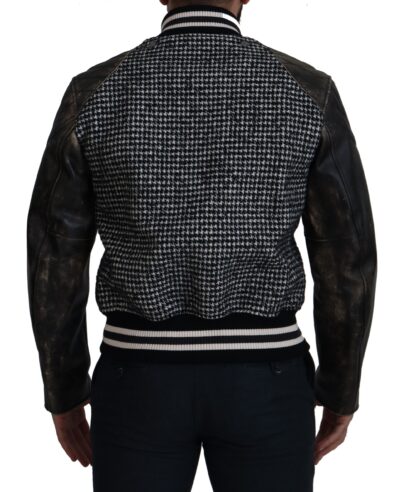 Dolce & Gabbana - Multicolor Houndstooth Leather Bomber Jacket