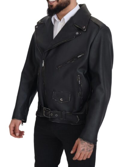 Dolce & Gabbana - Elegant Black Leather Biker Jacket