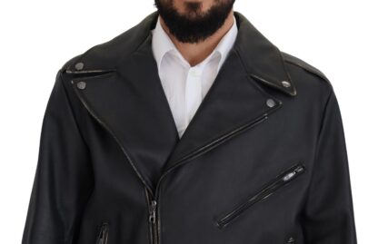 Dolce & Gabbana - Elegant Black Leather Biker Jacket