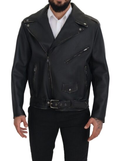 Dolce & Gabbana - Elegant Black Leather Biker Jacket