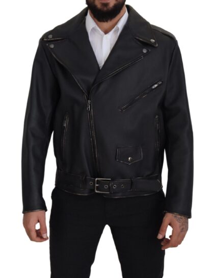 Dolce & Gabbana - Elegant Black Leather Biker Jacket