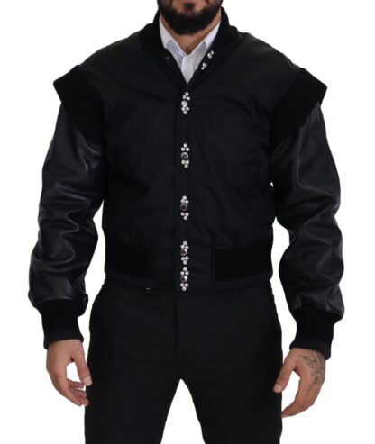 Dolce & Gabbana - Elegant Black Crystal-Embellished Bomber Jacket