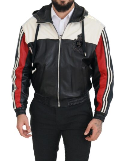 Dolce & Gabbana - Elite Black Leather Hooded Bomber Jacket