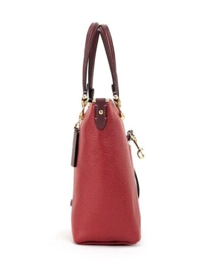 COACH - Kacey Colorblock Red Apple Pebbled Leather Top Zip Satchel Handbag