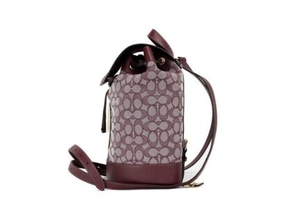 COACH - Dempsey Wine Multi Signature Jacquard Canvas Logo Patch Backpack