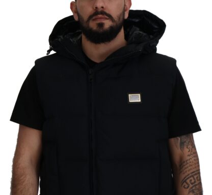 Dolce & Gabbana - Sleek Black Hooded Short Sleeve Jacket