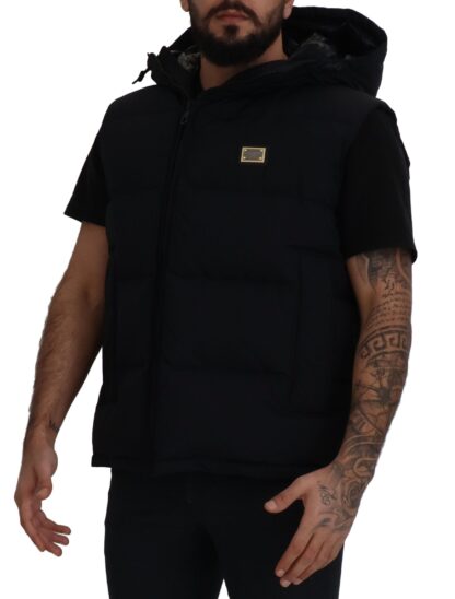 Dolce & Gabbana - Sleek Black Hooded Short Sleeve Jacket