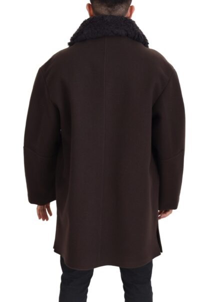 Dolce & Gabbana - Elegant Dark Brown Shearling Coat Jacket