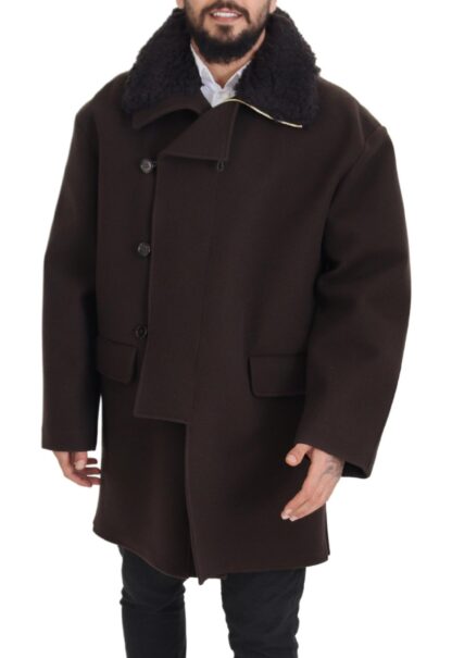 Dolce & Gabbana - Elegant Dark Brown Shearling Coat Jacket