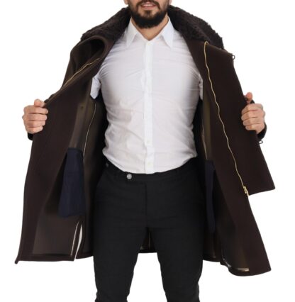 Dolce & Gabbana - Elegant Dark Brown Shearling Coat Jacket