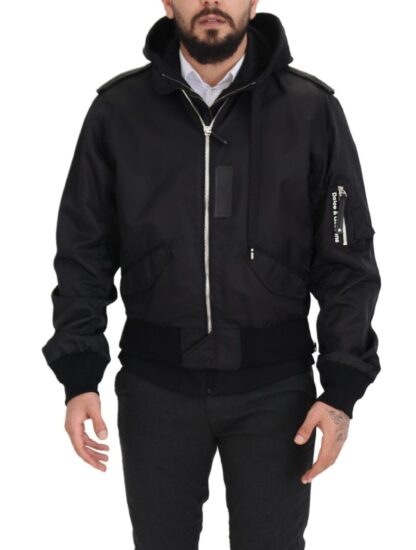 Dolce & Gabbana - Elegant Nylon Bomber Jacket with Hood