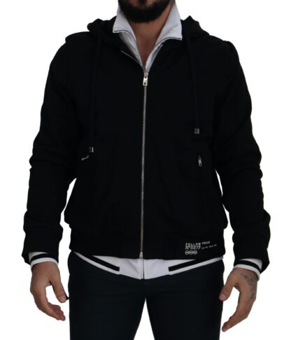 Dolce & Gabbana - Elegant Black Bomber Jacket with Hood