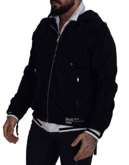 Dolce & Gabbana - Elegant Black Bomber Jacket with Hood