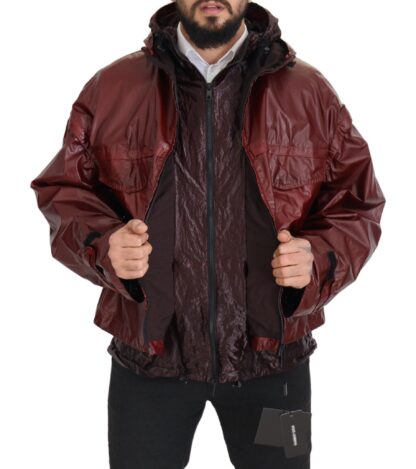 Dolce & Gabbana - Elegant Bordeaux Full Zip Hooded Jacket