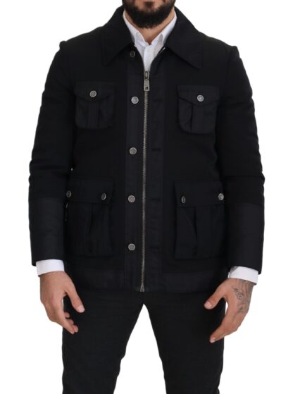 Dolce & Gabbana - Elegant Full Zip Black Wool Blend Jacket