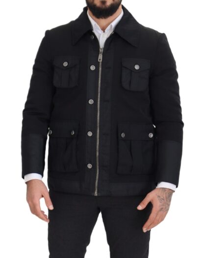 Dolce & Gabbana - Elegant Full Zip Black Wool Blend Jacket