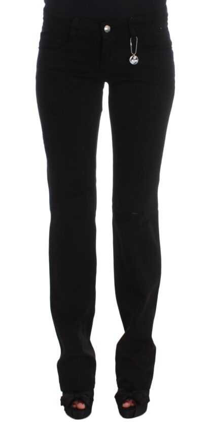 Costume National - Chic Black Slim Fit Zippered Cotton Jeans