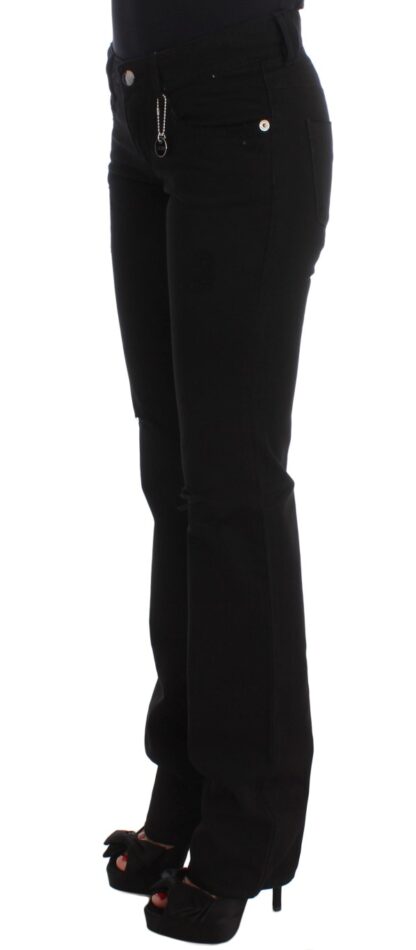 Costume National - Chic Black Slim Fit Zippered Cotton Jeans