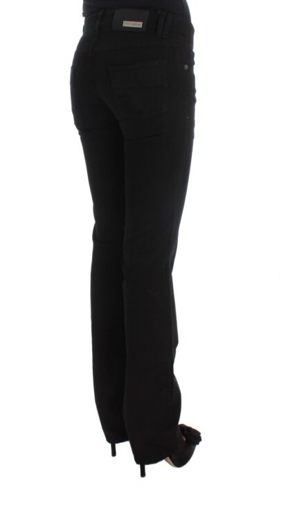 Costume National - Chic Black Slim Fit Zippered Cotton Jeans