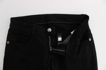 Costume National - Chic Black Slim Fit Zippered Cotton Jeans