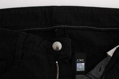 Costume National - Chic Black Slim Fit Zippered Cotton Jeans