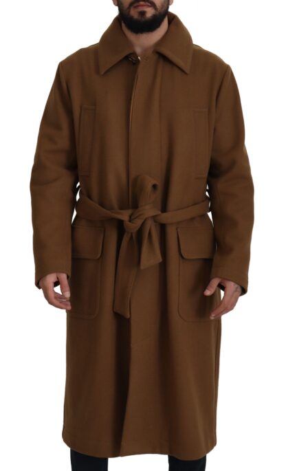 Dolce & Gabbana - Elegant Brown Wool Blend Overcoat Jacket