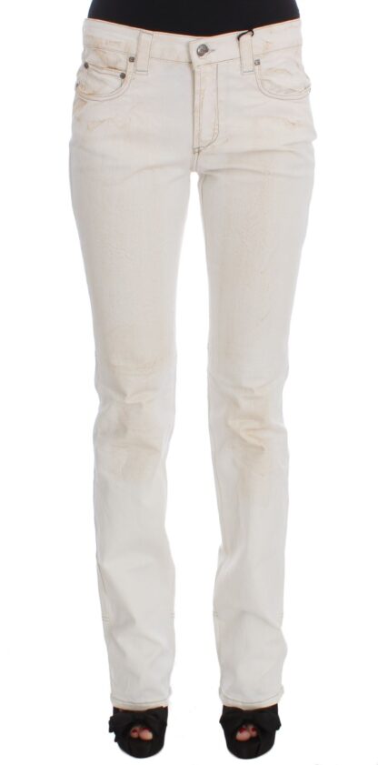 Costume National - Chic White Slim Fit Designer Jeans