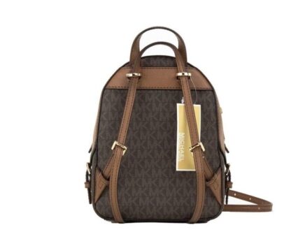 Michael Kors - Jaycee mini XS Brown Signature PVC Zip Pocket Shoulder Backpack Bag