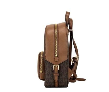 Michael Kors - Jaycee mini XS Brown Signature PVC Zip Pocket Shoulder Backpack Bag