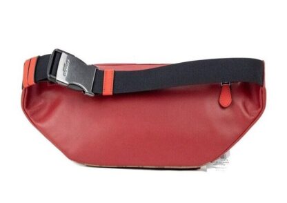 COACH - Track Colorblock Khaki Coated Canvas Red Leather Stamp Belt Bag