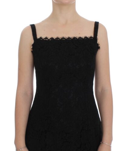 Dolce & Gabbana - Elegant Black Floral Lace Knee-Length Dress