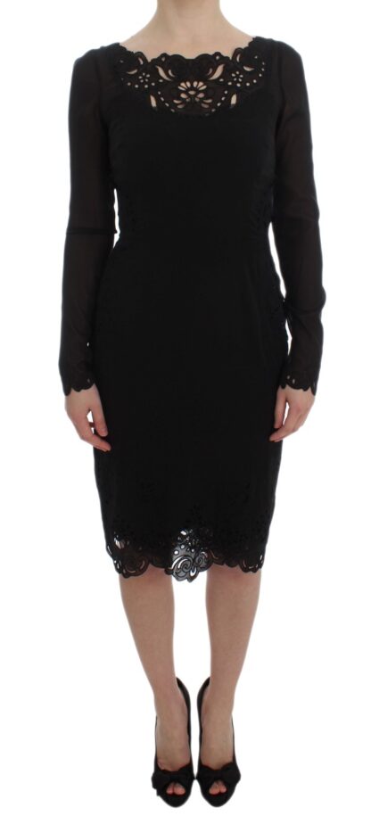 Dolce & Gabbana - Elegant Black Floral Lace Sheath Dress