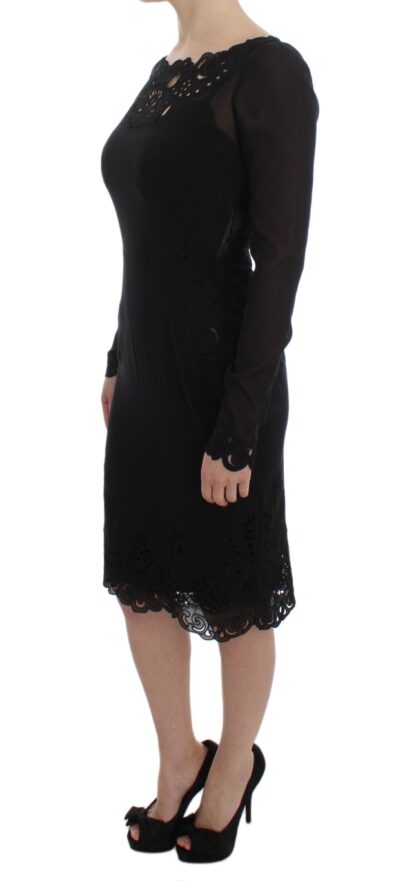 Dolce & Gabbana - Elegant Black Floral Lace Sheath Dress