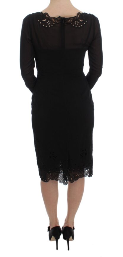 Dolce & Gabbana - Elegant Black Floral Lace Sheath Dress