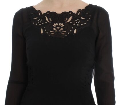 Dolce & Gabbana - Elegant Black Floral Lace Sheath Dress