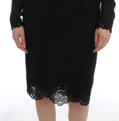 Dolce & Gabbana - Elegant Black Floral Lace Sheath Dress