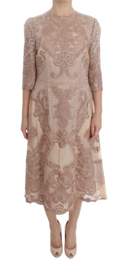 Dolce & Gabbana - Elegant Pink Lace Embroidered Shift Dress