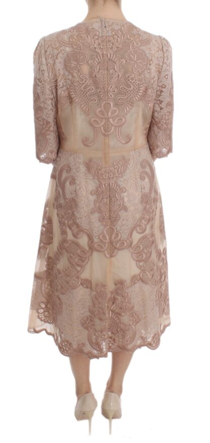 Dolce & Gabbana - Elegant Pink Lace Embroidered Shift Dress