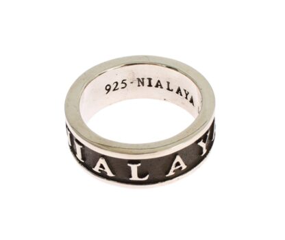 Nialaya - Elegant Silver and Black Men's Sterling Ring