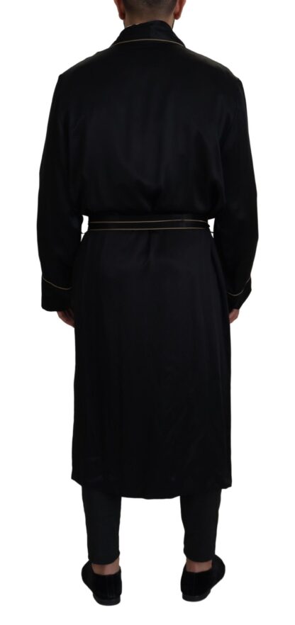 Dolce & Gabbana - Elegant Black Silk Long Robe Coat