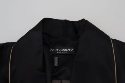 Dolce & Gabbana - Elegant Black Silk Long Robe Coat