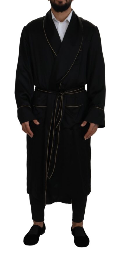 Dolce & Gabbana - Elegant Black Silk Long Robe Coat