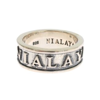 Nialaya - Elegant Silver and Black Men's Sterling Ring