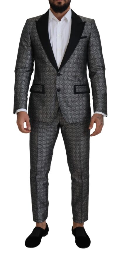 Dolce & Gabbana - Elegant Silver Patterned Slim Fit Suit