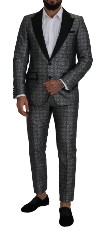 Dolce & Gabbana - Elegant Silver Patterned Slim Fit Suit