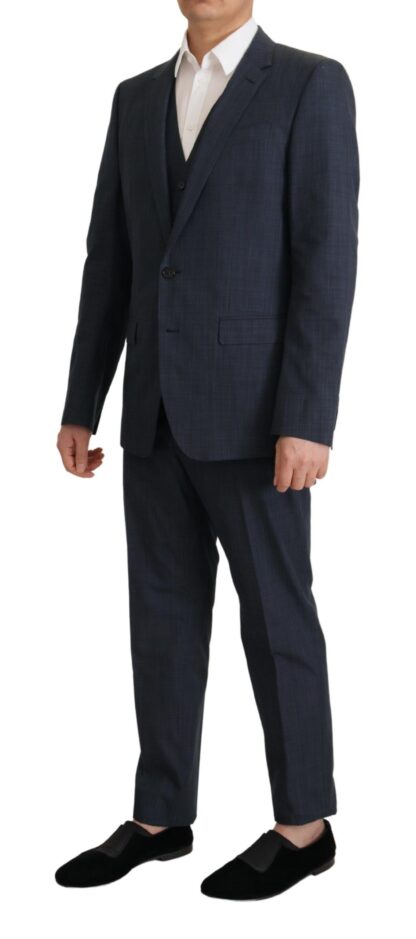 Dolce & Gabbana - Elegant Dark Blue Cotton Three Piece Martini Suit