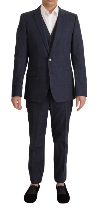 Dolce & Gabbana - Elegant Dark Blue Cotton Three Piece Martini Suit