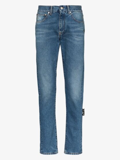 Off-White - Embroidered Designer Blue Jeans