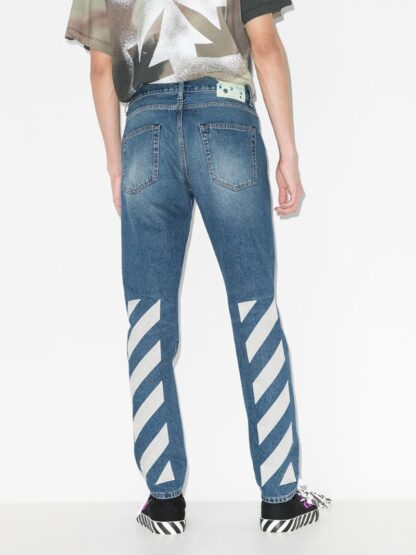 Off-White - Embroidered Designer Blue Jeans